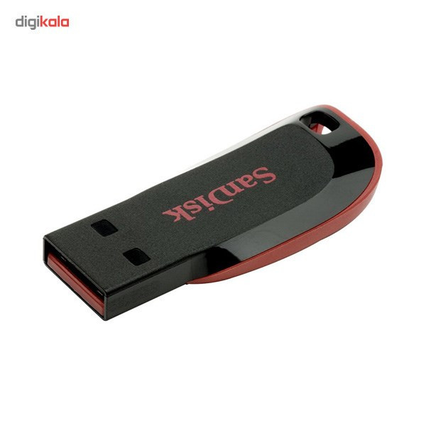 فلش مموری سن دیسک Cruzer Blade CZ50 ظرفیت 32 گیگابایت با رابط USB 2.0، سرعت انتقال 30 مگابایت بر ثانیه، طراحی بدون درپوش و بدنه مات مقاوم در برابر لک و اثر انگشت، دارای شیار اتصال بند و نرمافزار امنیتی