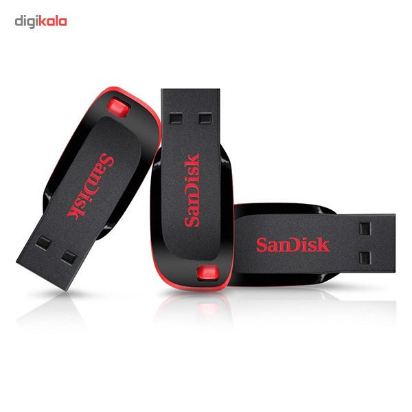 فلش مموری سن دیسک Cruzer Blade CZ50 ظرفیت 32 گیگابایت با رابط USB 2.0، سرعت انتقال 30 مگابایت بر ثانیه، طراحی بدون درپوش و بدنه مات مقاوم در برابر لک و اثر انگشت، دارای شیار اتصال بند و نرمافزار امنیتی
