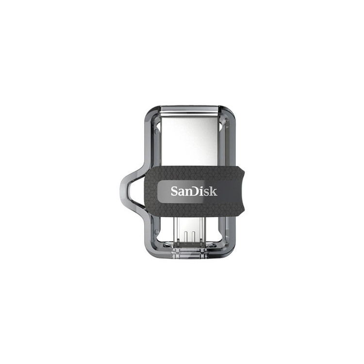 فلش مموری سن دیسک مدل Ultra Dual Drive m3.0 ظرفیت 64 گیگابایت با دو رابط USB Type-A و USB Type-C، سرعت انتقال 130 مگابایت بر ثانیه، استاندارد USB 3.2 Gen1، مناسب انتقال سریع و ایمن فایل بین دستگاههای هوشمند