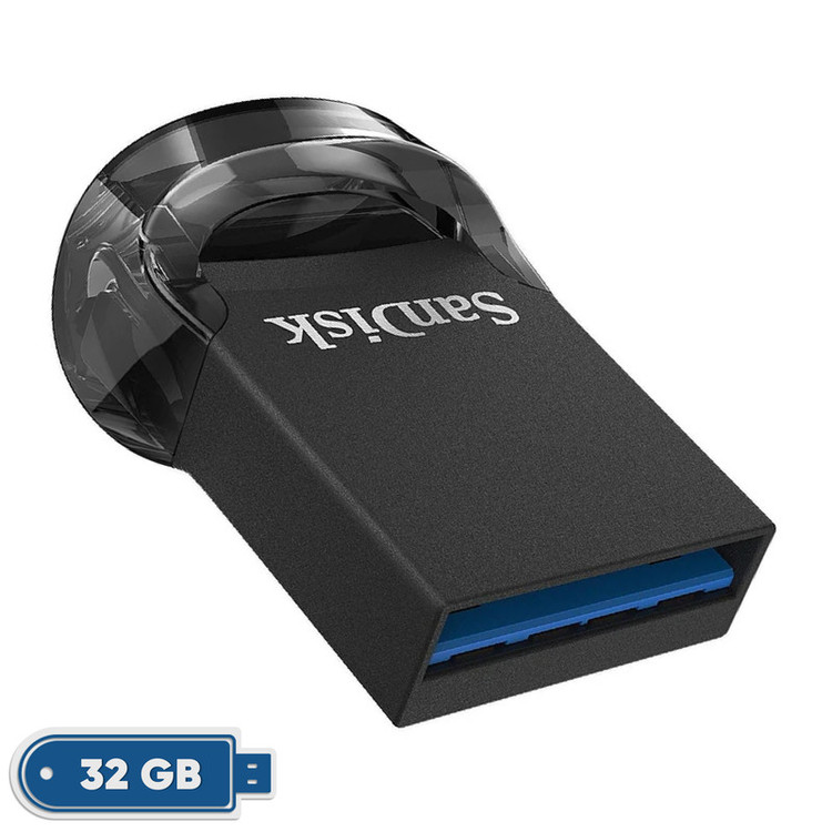 فلش مموری سن دیسک مدل ULTRA FIT USB 3.1 ظرفیت 32 گیگابایت با سرعت خواندن 130 مگابایت بر ثانیه، طراحی فوق کوچک، نرمافزار امنیتی SanDisk SecureAccess و بازیابی فایل RESCUEPRO Deluxe، مناسب ضبط خودرو و تلویزیون