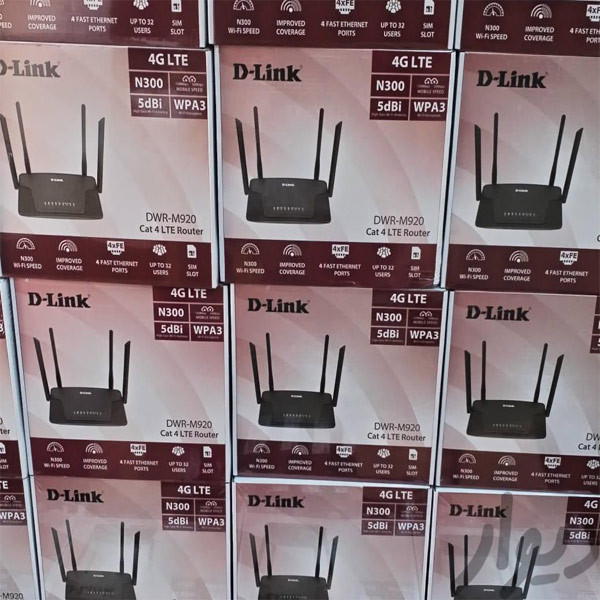 مودم روتر بیسیم 4G LTE دی-لینک مدل DWR-M920 با پشتیبانی از سیمکارت 3G/4G، سرعت تا 150 مگابیت بر ثانیه، پوشش کامل منزل با 4 آنتن خارجی، اتصال همزمان تا 32 کاربر و پورتهای LAN و WAN RJ-45