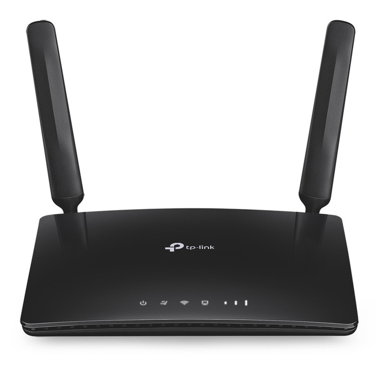 مودم روتر بیسیم تی پی-لینک مدل Archer MR200/AC750_Ver-4 با پشتیبانی از 4G LTE و 3G، دو آنتن خارجی، فرکانس دوگانه 2.4 و 5 گیگاهرتز، سرعت انتقال داده تا 300 مگابیت بر ثانیه، قابلیت اتصال 64 کاربر، پشتیبانی از سیم کارت میکرو و امکانات WPS و کلید روشن/خاموش