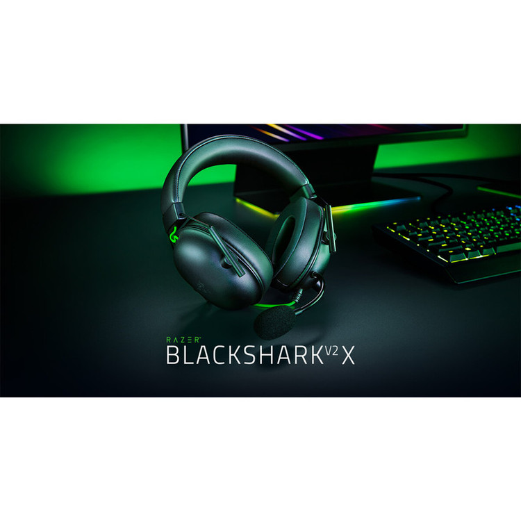 هدست گیمینگ ریزر مدل BlackShark V2 X با نویز کنسلینگ بدنه و نویز کنسلینگ میکروفون (ENC)، اتصال از طریق جک 3.5 میلیمتری، دارای صدای فراگیر 7.1 کاناله، دارای تکنولوژی صدای 360 درجه