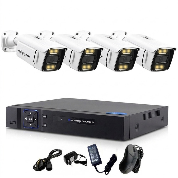 سیستم امنیتی کامل دوربین مداربسته مدل AHD - PACKAGE WARM 04 AXESSLINK مجموعه 4 عددی