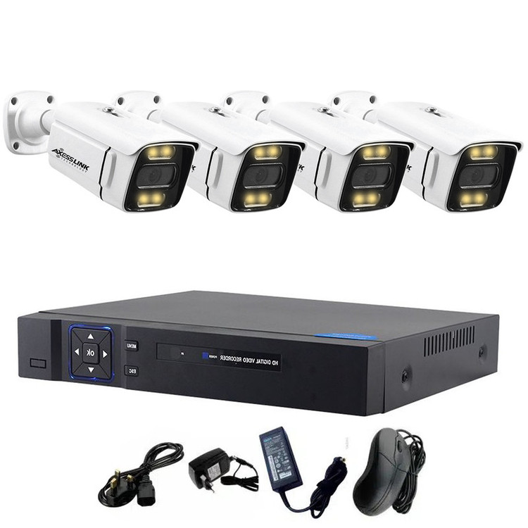 سیستم امنیتی کامل دوربین مداربسته مدل AHD - PACKAGE WARM 04 AXESSLINK مجموعه 4 عددی