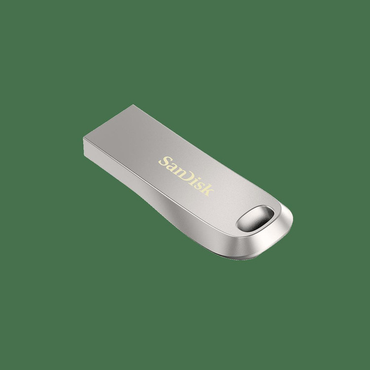 فلش مموری سن دیسک مدل Ultra Luxe ظرفیت 128 گیگابایت با بدنه فلزی، رابط USB 3.1 Type-A، سرعت خواندن 150 مگابایت بر ثانیه و نرمافزار کدگذاری SanDisk Secure Access