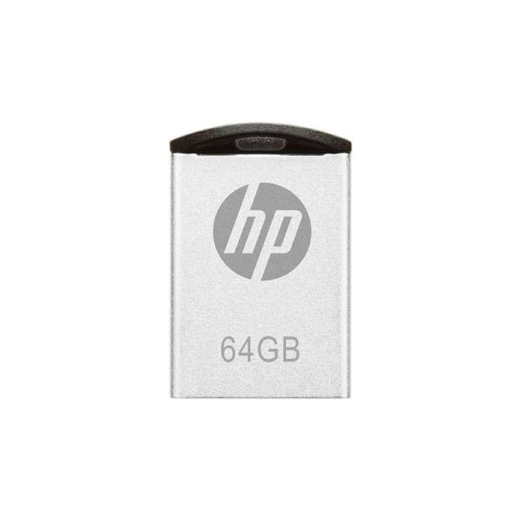 فلش مموری اچپی مدل V222W ظرفیت 64 گیگابایت با بدنه فلزی مقاوم در برابر اثرانگشت و لک، مناسب انتقال فایلهای حجیم و سازگار با ویندوز 7 تا 8.1