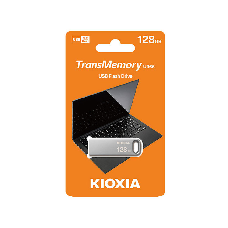 فلشمموری 128 گیگابایت کیوکسیا مدل U366 با بدنه فلزی، رابط USB 3.2، سرعت انتقال 200 مگابایت بر ثانیه، مقاوم در برابر ضربه و قابلیت اتصال به بند کلید
