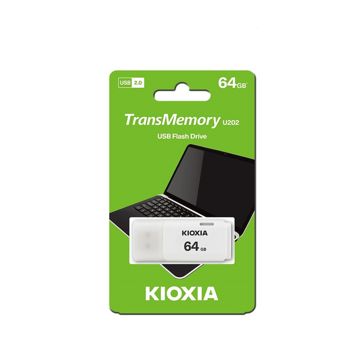 فلش مموری کیوکسیا مدل U202 ظرفیت 64 گیگابایت با رابط USB 2.0، بدنه پلاستیکی مقاوم، درپوشدار، سازگار با کامپیوتر، لپتاپ، گوشی، تبلت و تلویزیون، پشتیبانی از Windows 11 و macOS نسخه 12 تا 15