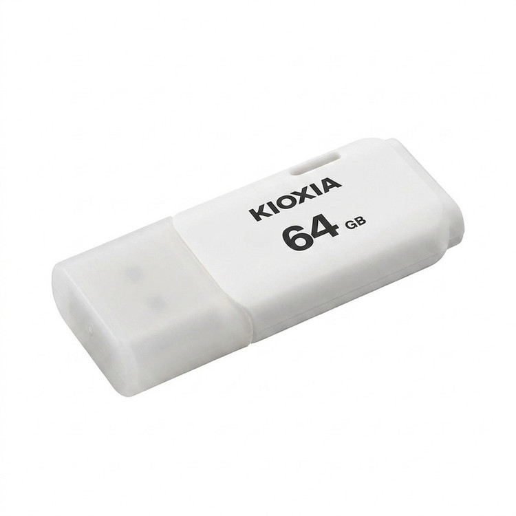 فلش مموری کیوکسیا مدل U202 ظرفیت 64 گیگابایت با رابط USB 2.0، بدنه پلاستیکی مقاوم، درپوشدار، سازگار با کامپیوتر، لپتاپ، گوشی، تبلت و تلویزیون، پشتیبانی از Windows 11 و macOS نسخه 12 تا 15
