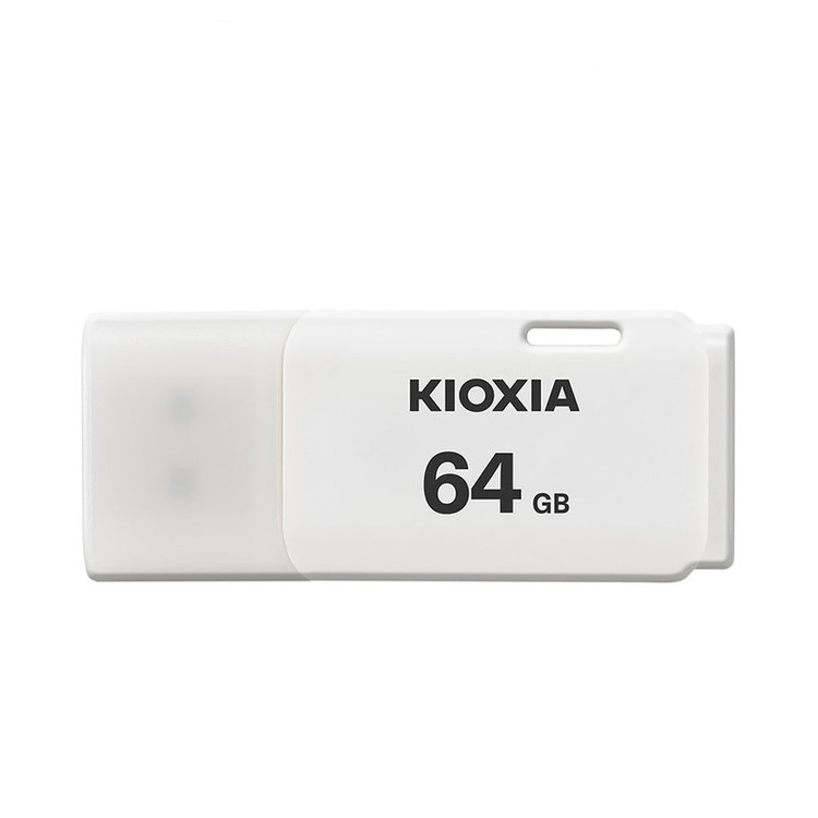فلش مموری کیوکسیا مدل U202 ظرفیت 64 گیگابایت با رابط USB 2.0، بدنه پلاستیکی مقاوم، درپوشدار، سازگار با کامپیوتر، لپتاپ، گوشی، تبلت و تلویزیون، پشتیبانی از Windows 11 و macOS نسخه 12 تا 15