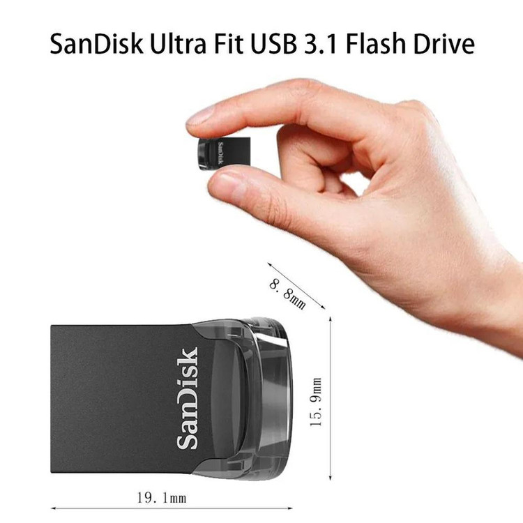 فلش مموری سن دیسک Ultra Fit CZ430 ظرفیت 256 گیگابایت، رابط USB 3.1 با سرعت خواندن 130 مگابایت بر ثانیه، طراحی فوق کوچک، نرمافزار امنیتی SanDisk SecureAccess و بازیابی فایل RESCUEPRO Deluxe، مناسب ضبط خودرو و تلویزیون