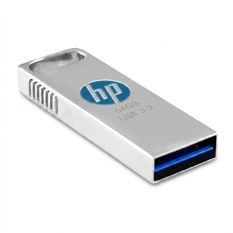 فلش مموری 64 گیگابایت اچپی مدل X306W با رابط USB سهنقطهدو، سرعت خواندن 120 مگابایت بر ثانیه و بدنه استیل