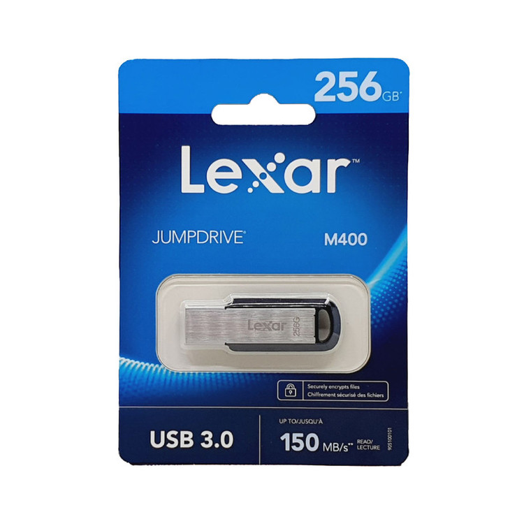 فلش مموری 256 گیگابایت لکسار مدل M400 با رابط USB 3.0، بدنه پلاستیک و آلومینیوم مقاوم در برابر اثر انگشت و لک
