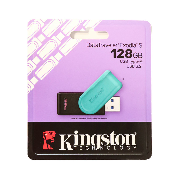 فلش مموری 128 گیگابایت کینگستون مدل Exodia S با رابط USB 3.2 Gen1 Type-A و بدنه پلاستیکی مقاوم