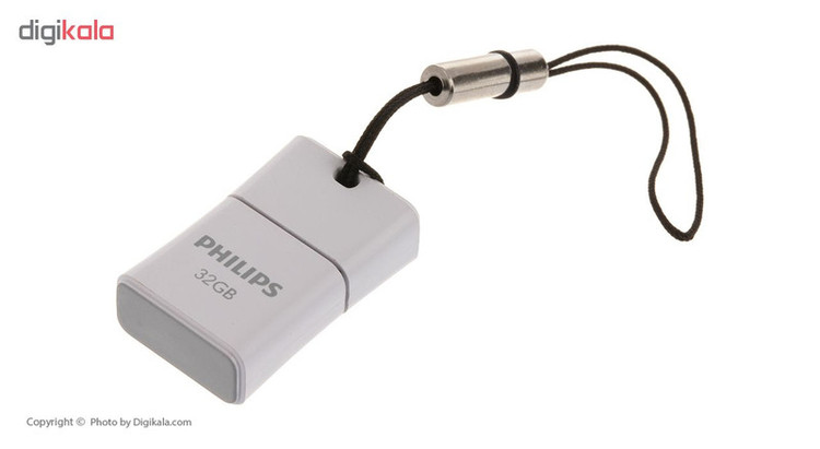 فلش مموری فیلیپس سری Picco مدل FM32FD85B ظرفیت 32 گیگابایت با رابط USB 2.0، درپوش محافظ و بند قابل جداشدن