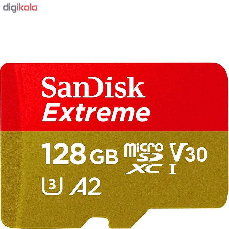 کارت حافظه microSDXC سن دیسک مدل Extreme PRO کلاس A2 استاندارد UHS-I U3 سرعت 170MBs ظرفیت 128 گیگابایت به همراه آداپتور SD