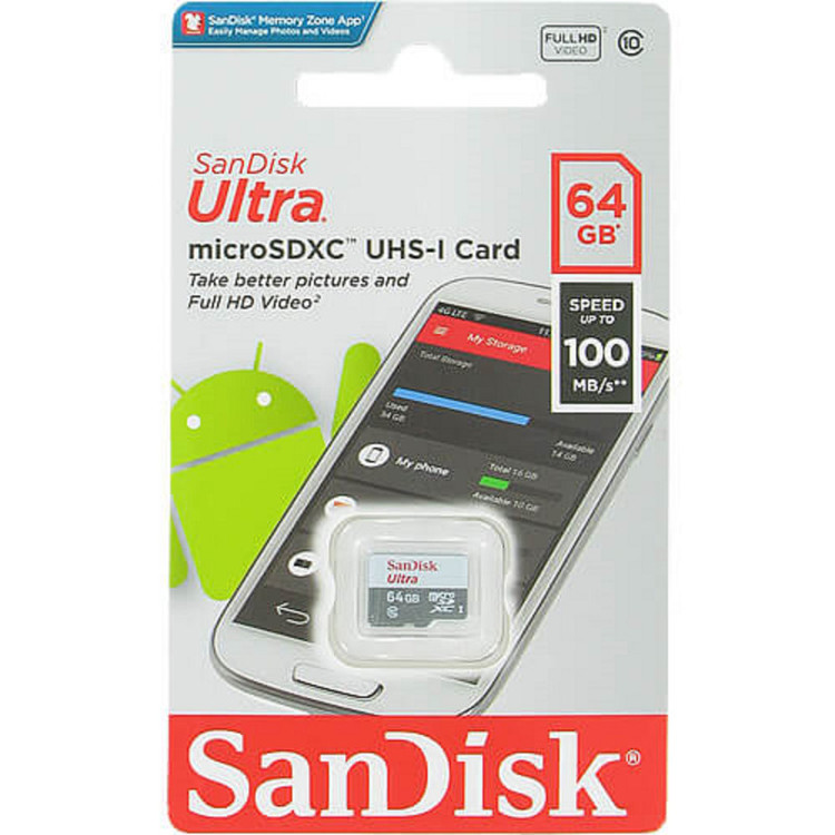 کارت حافظه microSDXC مدل Ultra کلاس 10 استاندارد UHS-I U1 سرعت 100MBps ظرفیت 64 گیگابایت