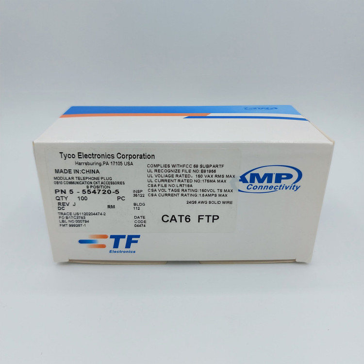 سوکت شبکه CAT6 امپ مدل STP بسته 100 عددی