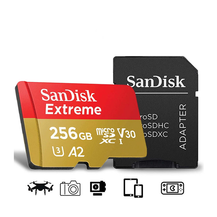 کارت حافظه microSDXC سن دیسک مدل Extreme کلاس A2 استاندارد UHS-I U3 سرعت 190MBps ظرفیت 256 گیگابایت