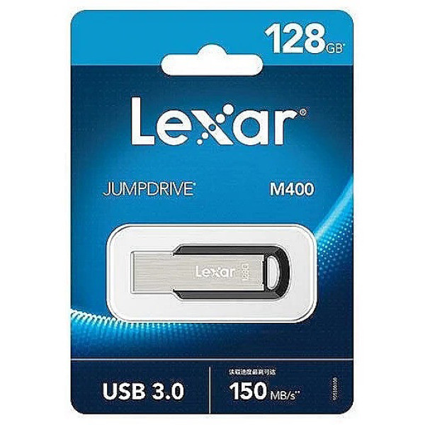 فلش مموری لکسار مدل M400 ظرفیت 128 گیگابایت رابط USB 3.0 مقاوم در برابر ضربه و سازگار با سیستمهای PC و Mac